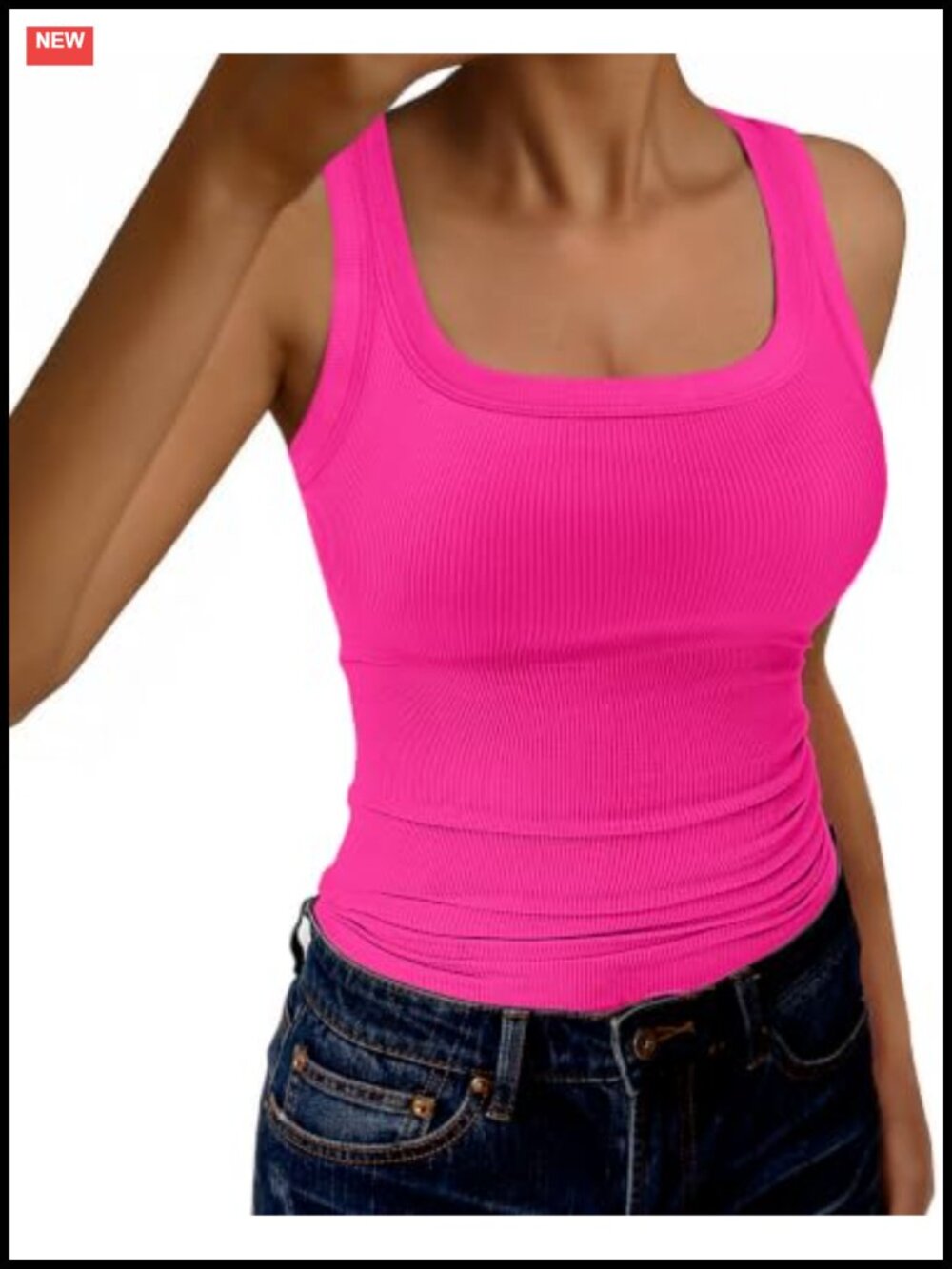 Womens Ribbed Tank Top Scoop Neck Sleeveless Racerback Slim Fit Summer Basic